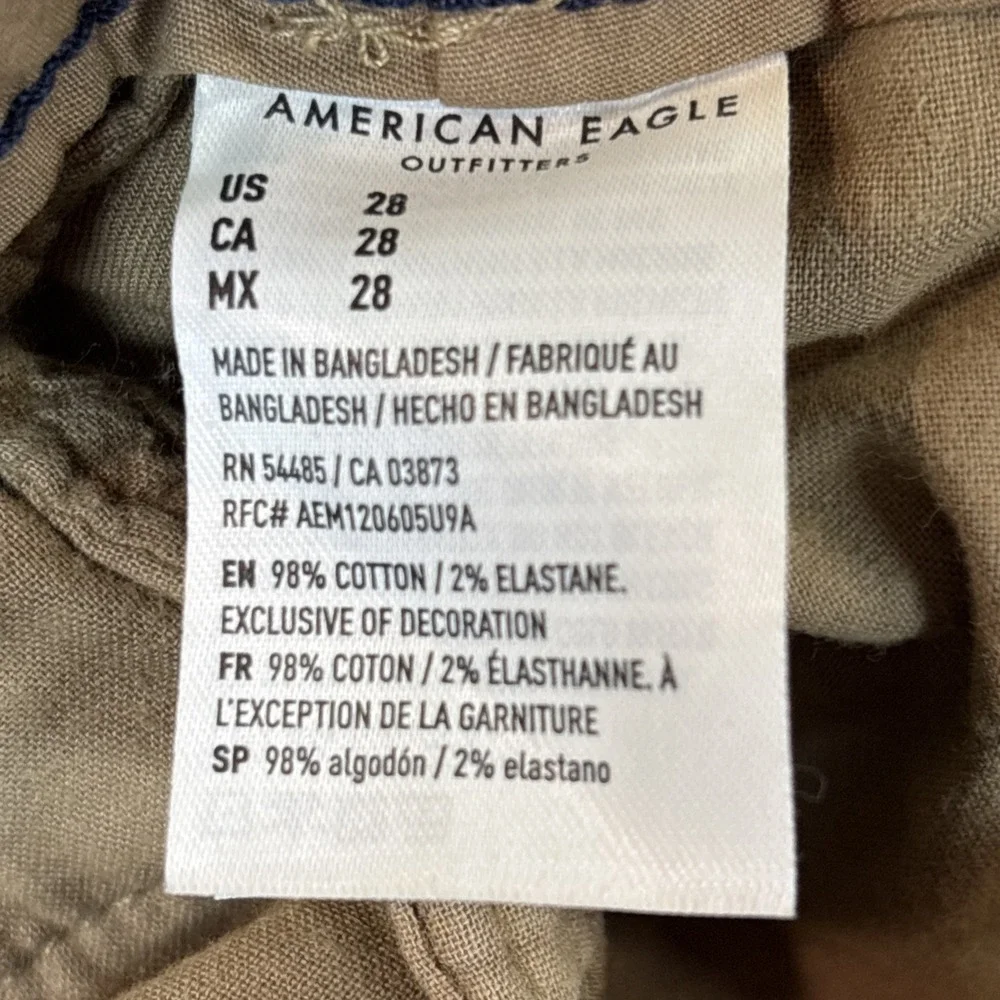 American Eagle Next Level Flex Khaki Chino Shorts Men 28‎ Tan Stretch Flat Front